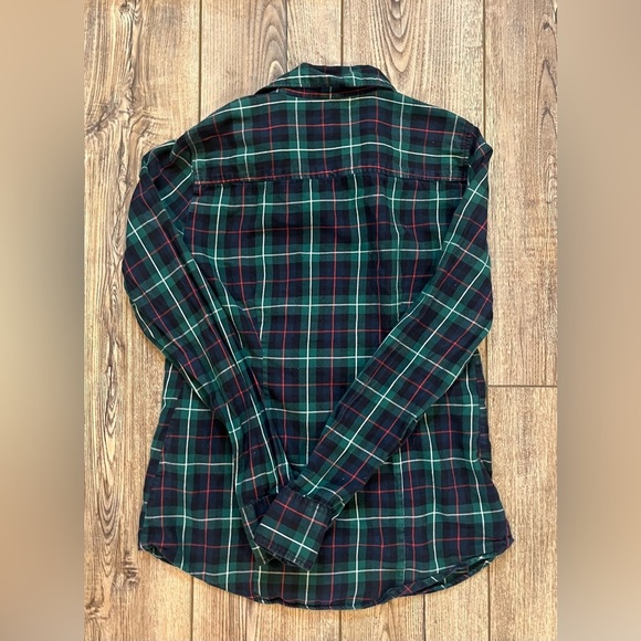 JCrew Button Up Long Sleeve Shirt Womens XS Green Multicolor Cotton Plaid Collar - Picture 4 of 8